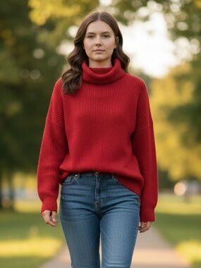 Rafaella Bright Red Turtleneck Sweater